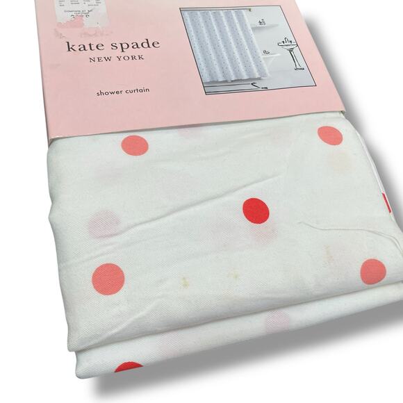 Kate Spade New York Fabric Shower Curtain Pink Yellow Dot 72x72 Modern Bathroom - Picture 5 of 13